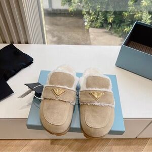 Prada Tan and Cream Women's Slippers